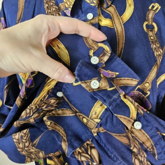 Ralph Lauren LRL Womens 3X Equestrian Crest Horseshoe Button Up Shirt Old Money - Picture 4 of 9